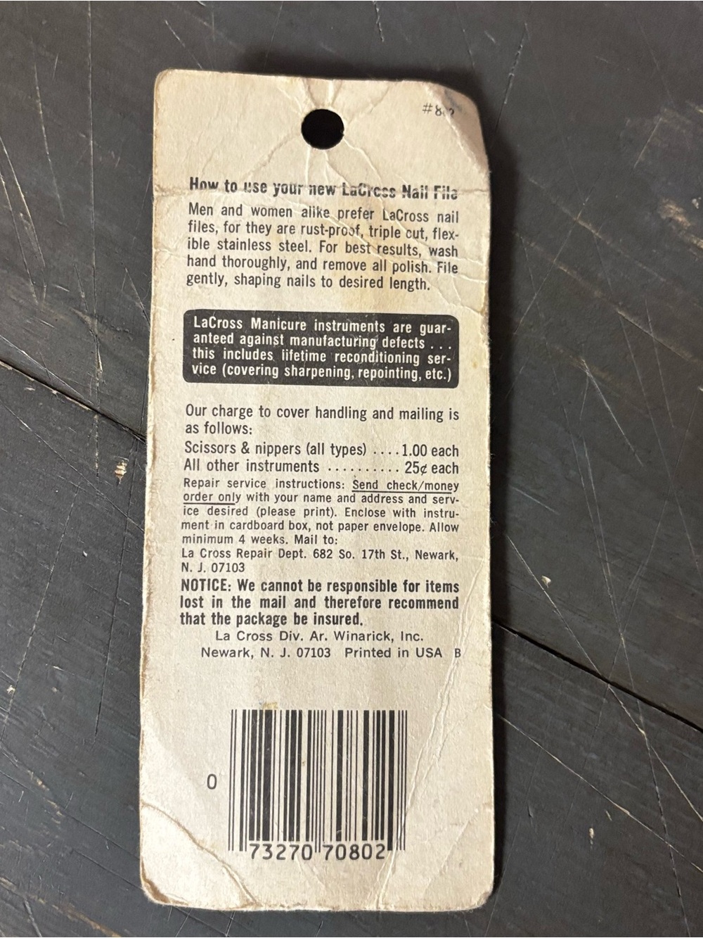 Vintage La Cross Nail File Metal Triple Cut Flexible Rustproof with Package - Picture 3 of 5
